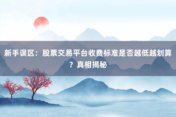 新手误区：股票交易平台收费标准是否越低越划算？真相揭秘