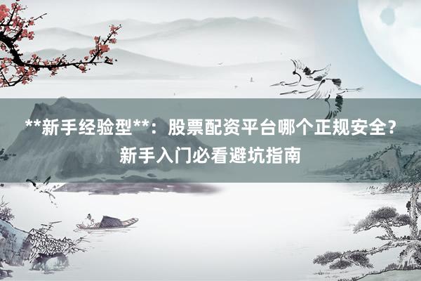 **新手经验型**：股票配资平台哪个正规安全？新手入门必看避坑指南