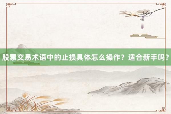 股票交易术语中的止损具体怎么操作？适合新手吗？