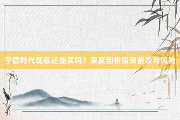 宁德时代现在还能买吗？深度剖析投资前景与风险