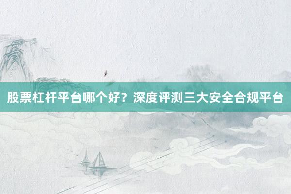 股票杠杆平台哪个好？深度评测三大安全合规平台