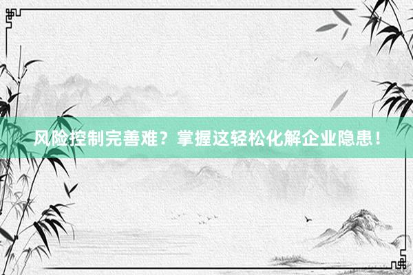 风险控制完善难？掌握这轻松化解企业隐患！