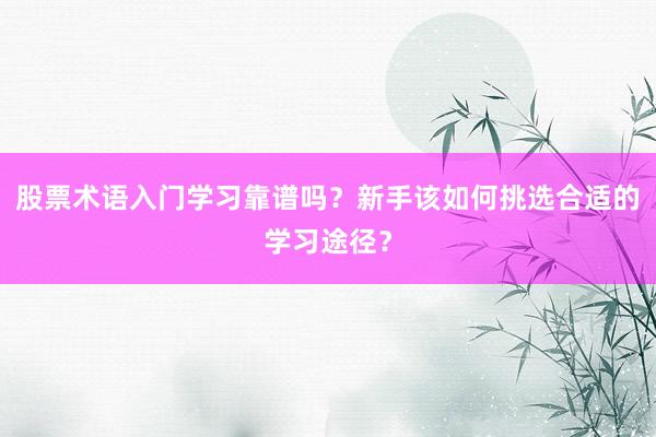 股票术语入门学习靠谱吗?新手该如何挑选合适的学习途径?