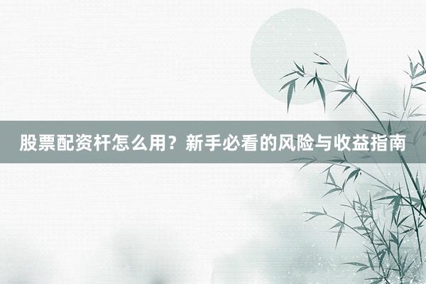 股票配资杆怎么用?新手必看的风险与收益指南