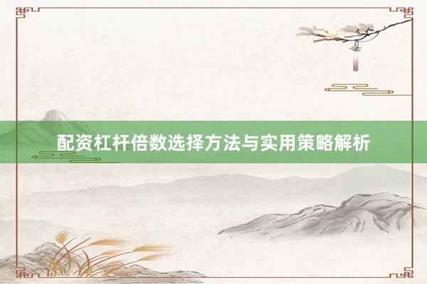 配资杠杆倍数选择方法与实用策略解析
