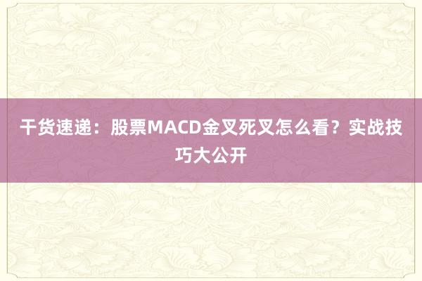 干货速递:股票MACD金叉死叉怎么看?实战技巧大公开