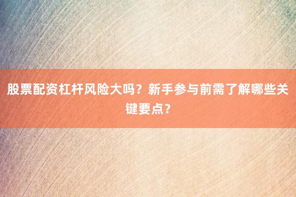 股票配资杠杆风险大吗？新手参与前需了解哪些关键要点？