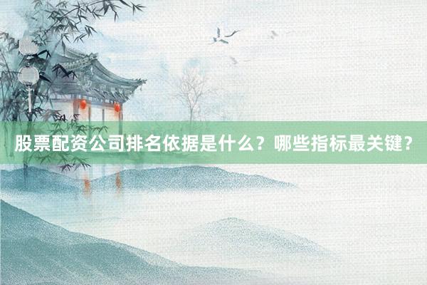 股票配资公司排名依据是什么？哪些指标最关键？