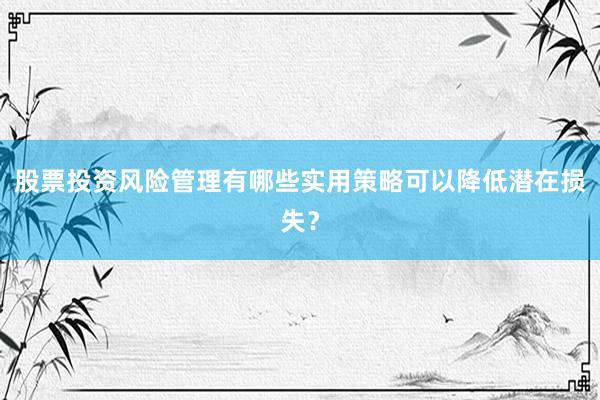 股票投资风险管理有哪些实用策略可以降低潜在损失？