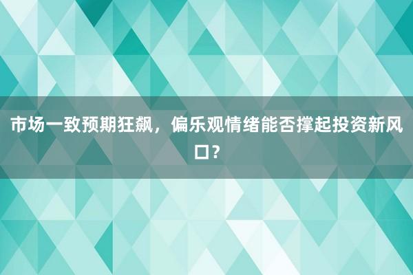 市场一致预期狂飙，偏乐观情绪能否撑起投资新风口？