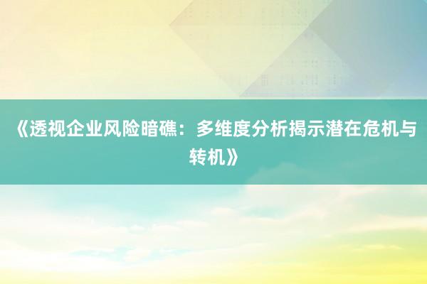 《透视企业风险暗礁：多维度分析揭示潜在危机与转机》
