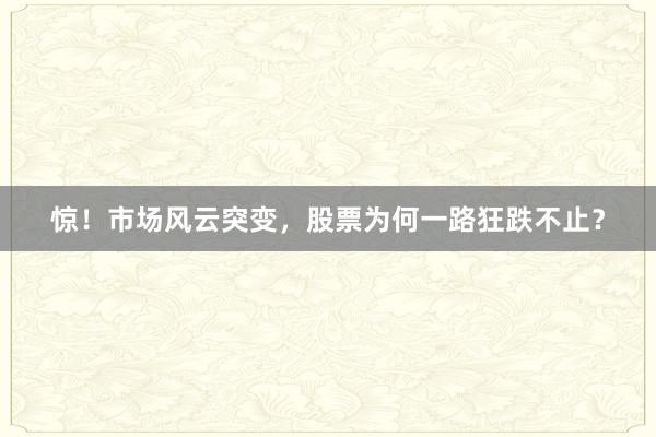 惊！市场风云突变，股票为何一路狂跌不止？