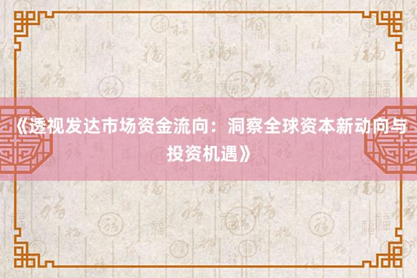 《透视发达市场资金流向：洞察全球资本新动向与投资机遇》