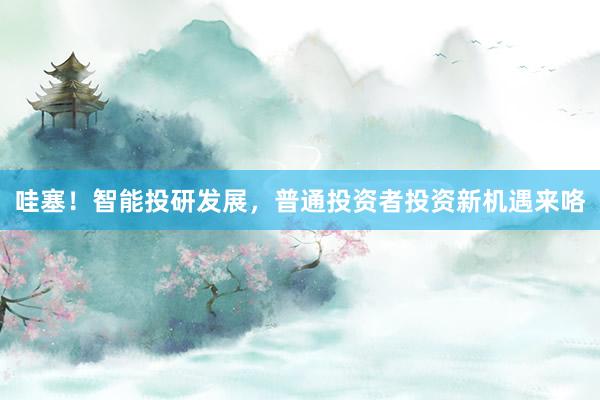 哇塞！智能投研发展，普通投资者投资新机遇来咯