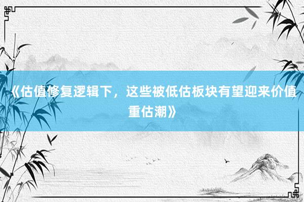 《估值修复逻辑下，这些被低估板块有望迎来价值重估潮》