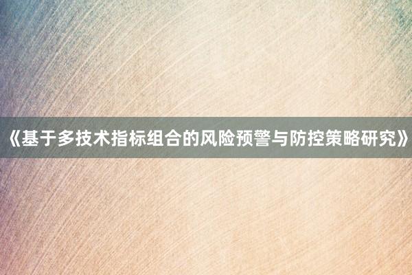《基于多技术指标组合的风险预警与防控策略研究》